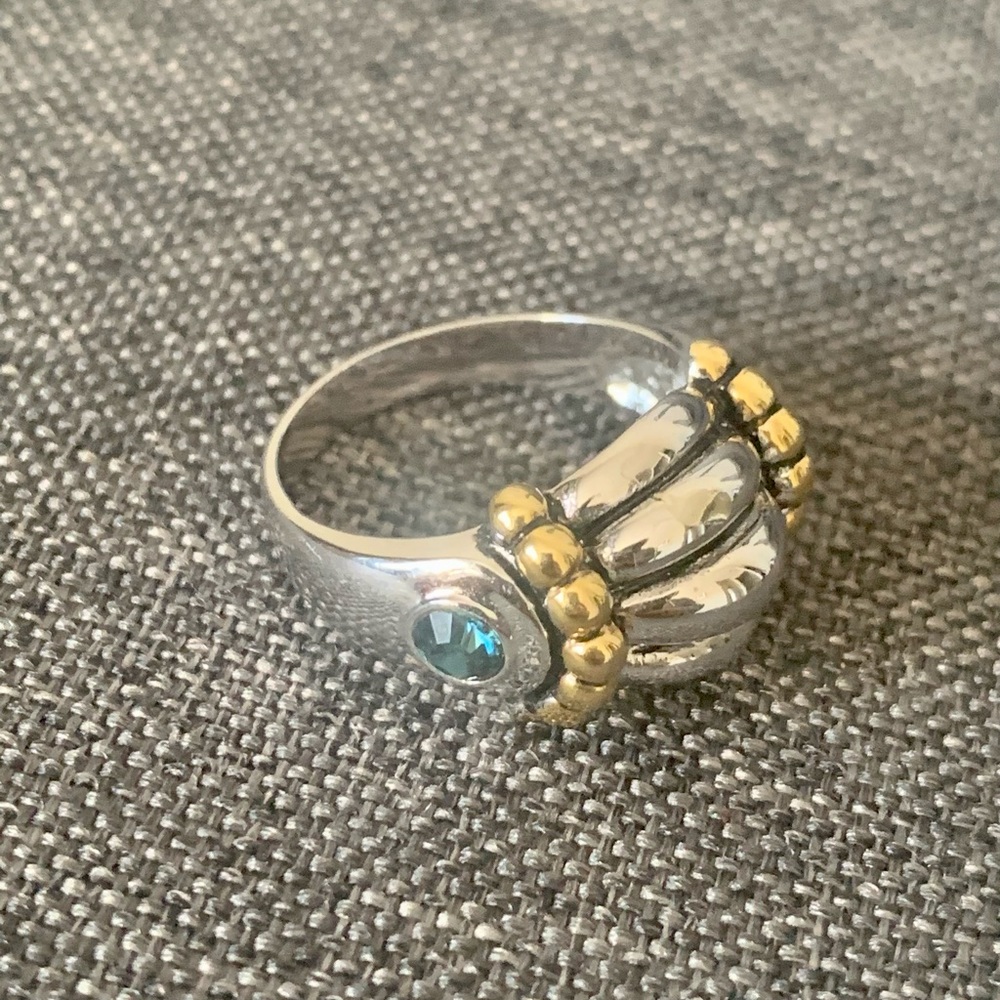 ✨NEW✨STUNNING SILVER & GOLD GEMSTONE SILVER RING - Picture 8 of 8